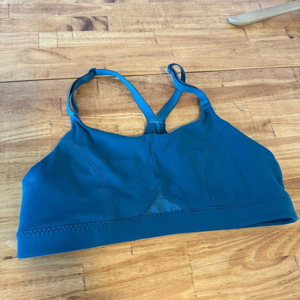 Athleta All In Teal Green Mesh Panel Sports Bra Size Small